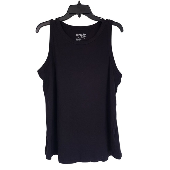 Terra & Sky Tops - Terra & Sky Womens 16/18W Sleeveless Tank  Top Black Basic Stretch Knit